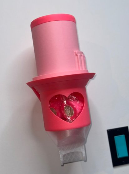 Giant pink cartridge container from The Tattoo Station, in Tia Berry's tattoo station