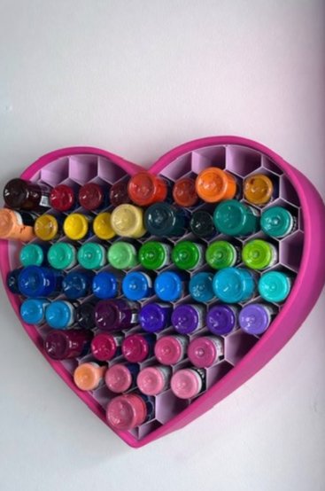 Heart Frame ink holder from TattRak, in Tia Berry's tattoo station