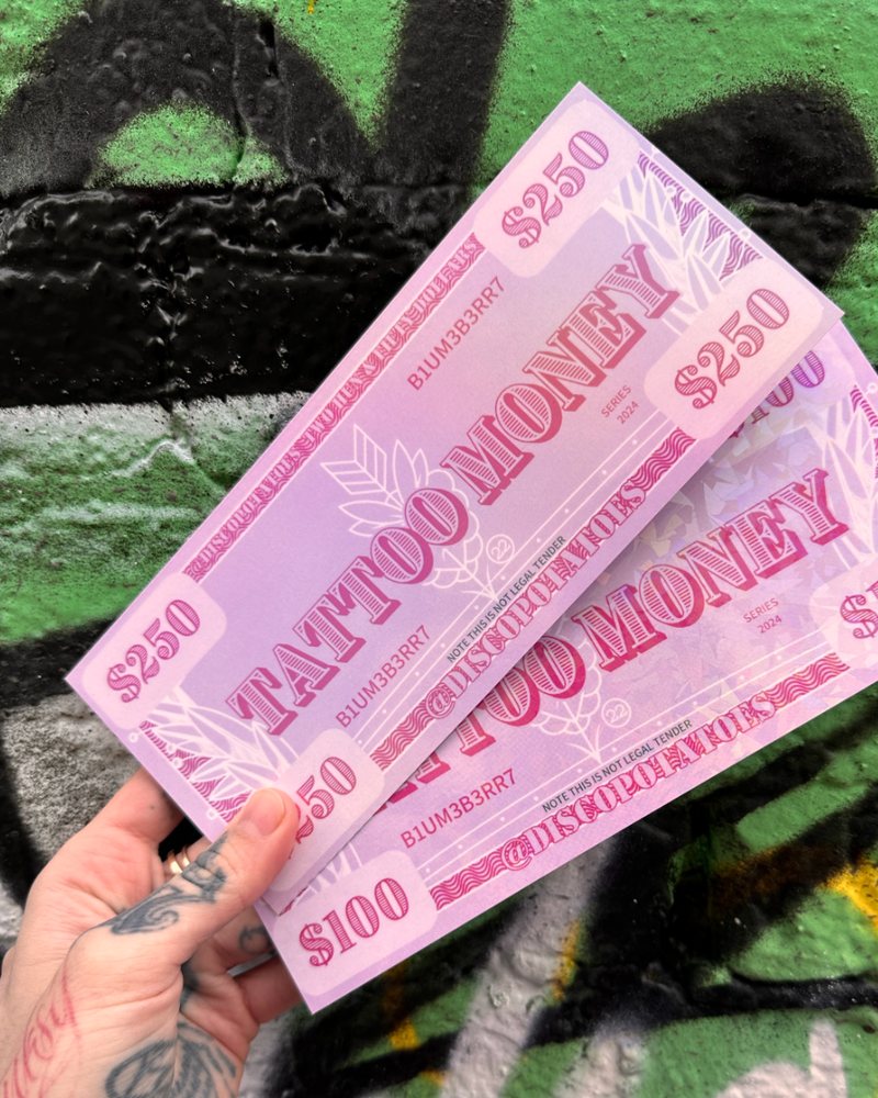 Tia Berry Tattoo Money holographic gift certificates